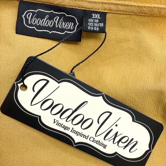 Voodoo Vixen Corduroy A-Line Button Front Dress Mustard NWT Size 3X US 16/18 - Picture 13 of 15